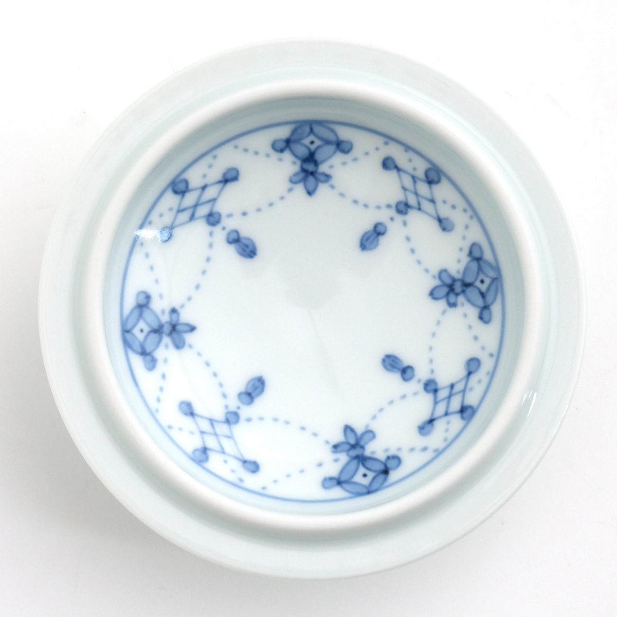 青華瓔珞文 蓋付お茶呑茶碗