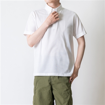 [YOSHIDA SHIRTS] ポロシャツ 日本製 鹿の子 吸水速乾 ストレッチ ボタンダウン 半袖 2021-P2 ホワイト L