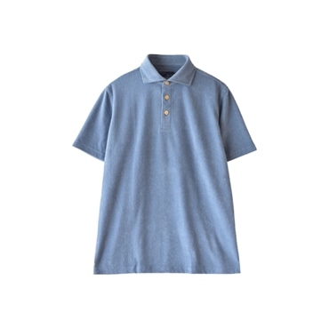 [YOSHIDA SHIRTS] ポロシャツ 日本製 パイル地 やわらかい ワイドカラー 2022-PS11 ブルー M