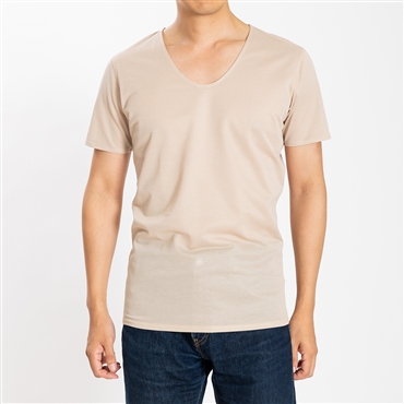 [YOSHIDA SHIRTS] インナー 日本製 メンズ 半袖 速乾 涼しい Vネック アゼック 22SS0001 ベージュ L