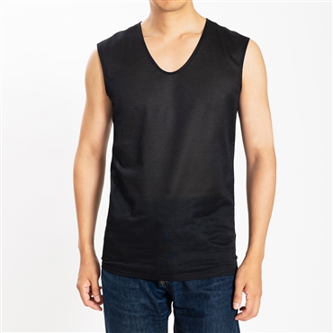 [YOSHIDA SHIRTS] インナー 日本製 メンズ ノースリーブ 速乾 涼しい Vネック アゼック 22SS0002 ブラック XL