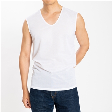 [YOSHIDA SHIRTS] インナー 日本製 メンズ ノースリーブ 速乾 涼しい Vネック アゼック 22SS0002 ホワイト 2XL
