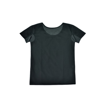 [YOSHIDA SHIRTS] インナー 日本製 レディース 半袖 速乾 涼しい 汗パット付き 丸首 アゼック 22SS0003W ブラック XS