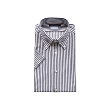 [YOSHIDA SHIRTS] ワイシャツ 日本製 形態安定 吸水速乾 ストライプ シャツ 半袖 ボタンダウン SHKN24-063 ネイビー S