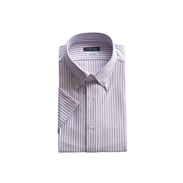 [YOSHIDA SHIRTS] ワイシャツ 日本製 形態安定 吸水速乾 ストライプ シャツ 半袖 ボタンダウン SHKN24-063 ピンク M