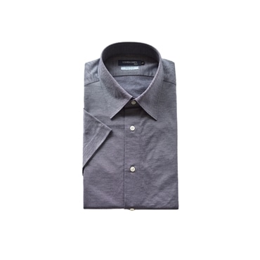 [YOSHIDA SHIRTS] ワイシャツ 日本製 形態安定 SPANO 半袖 レギュラーカラー SHKN25-102 ネイビー M