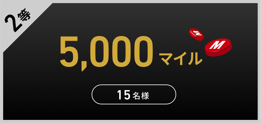 2等 5,000マイル 15名様