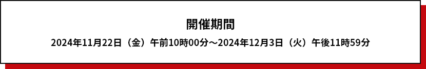 2024年11月22日（金）午前11時00分～12月3日（火）午後11時59分