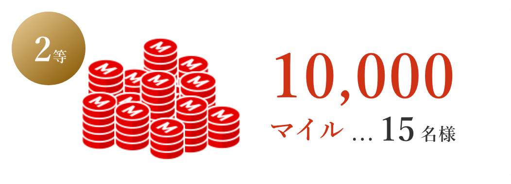 2等 10,000マイル 15名様